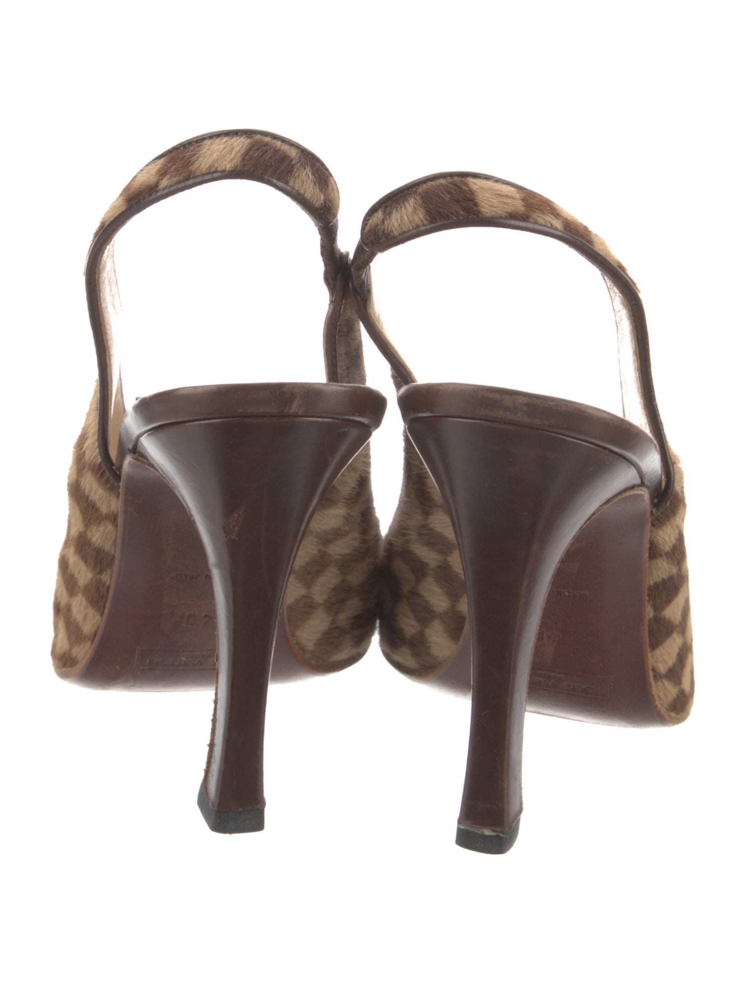 Louis Vuitton Ponyhair Plaid Print Slingback Pumps